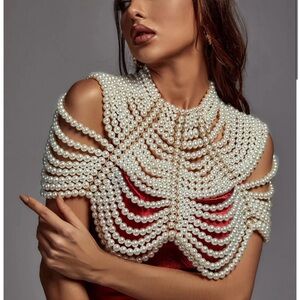 Pearl bridal chain shawl - vintage inspired